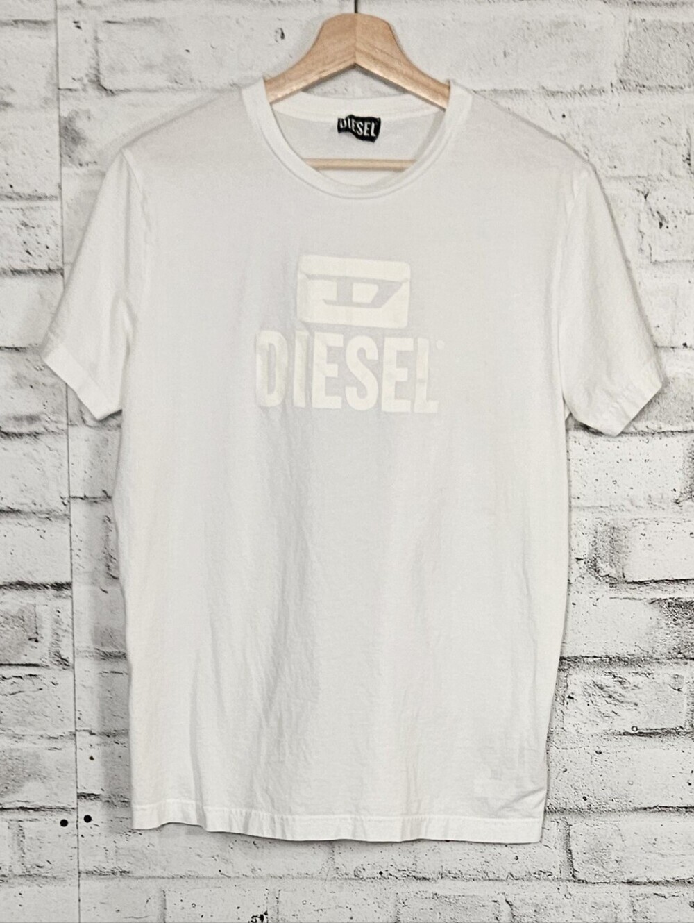 Diesel T Diego Mens XL White Tonal Logo Cotton Graphic T Shirt